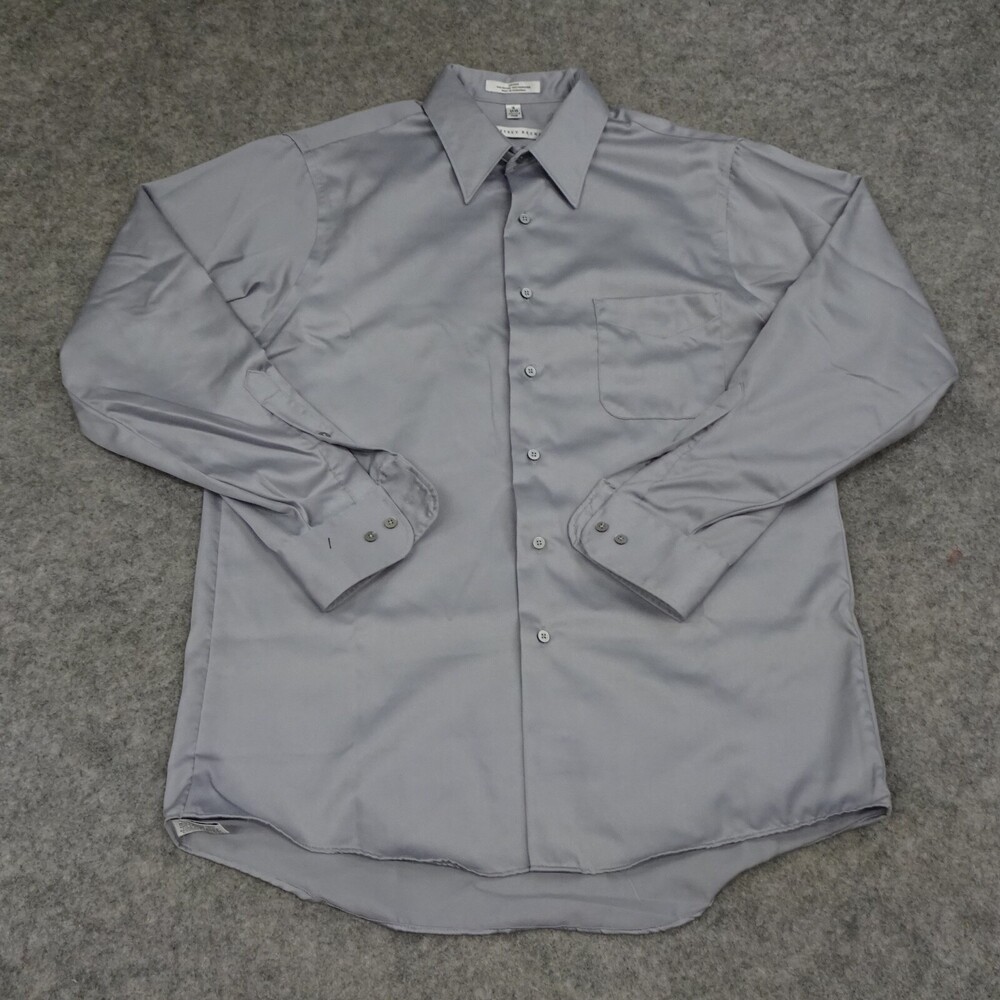 Geoffrey Beene Shirt Mens 16 Large L Gray Long Sleeve Button Up Cotton Solid